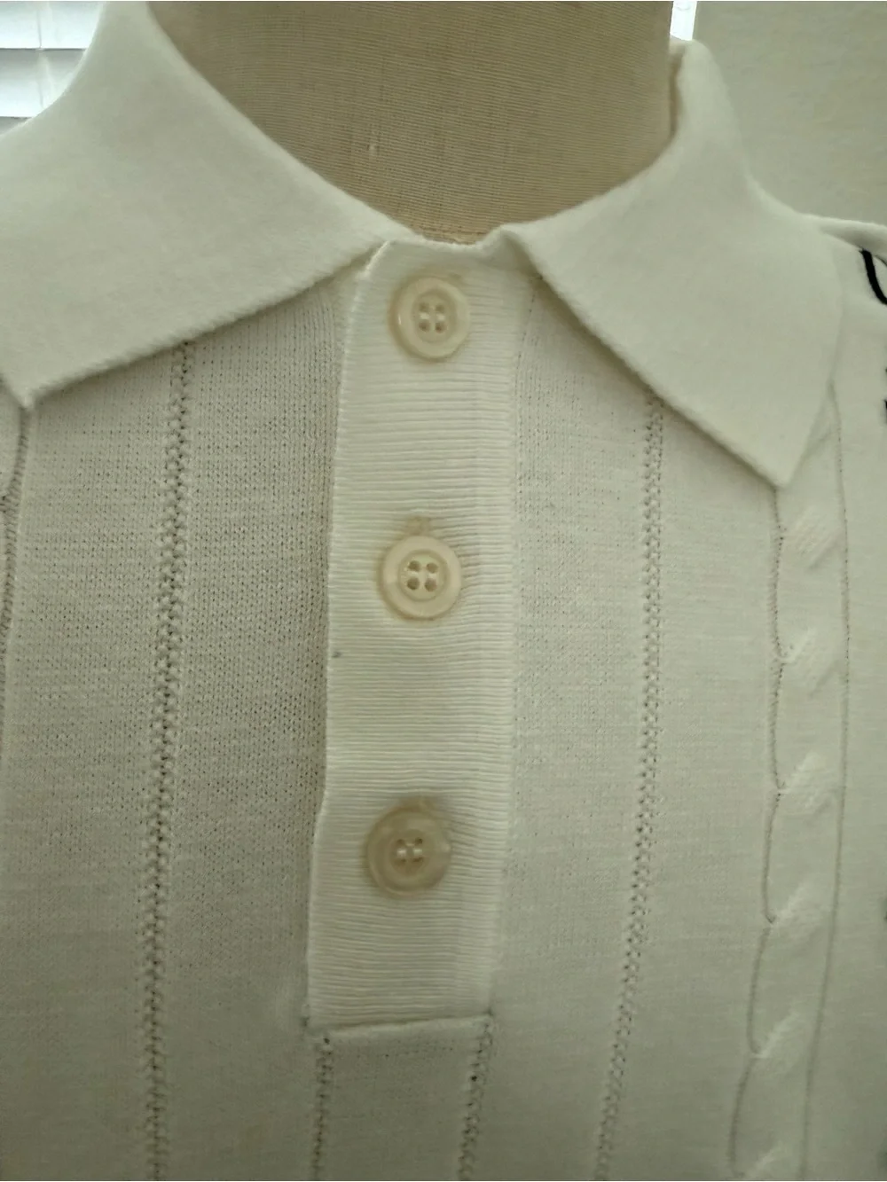 Gucci White GG Monogram Knit Polo Shirt Short Sleeve
